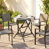 EONLION Round Garden Dining Table for 4 in Black | Size: 100 cm
