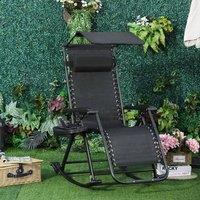 EONLION Folding Recliner Chair Outdoor Lounge in Black | Size: 100 cm