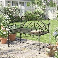 EONLION Metal Outdoor Patio Garden Loveseat in Black | Size: 100 cm