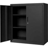 VOGREX Metal 2 Door Office Filing Cabinet 3 Layers Lockable in Black