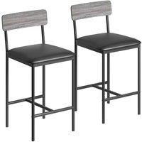 VOGREX 2pcs Upholstered Barstool Breakfast Pub Counter High Chair in Black