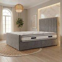 Somnior Eleanor Velvet Divan Bed Mattress No Draw 54 Headboard 22 Footboard in Silver | Size: Single