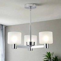 Harper Living Men's 3 Lights Semi Flush Ceiling Lamp with Frosted Glass Shades, Chrome Finish in Silver