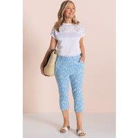 Anna Rose Women's Embroidered Cropped Trousers in Blue | Size: 14
