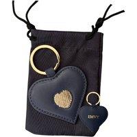 Love EMVY Women's Signature Heart Collection Leather Keyring with Gift Dust Bag in Navy | Size: Small