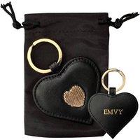 Love EMVY Women's Signature Heart Collection Leather Keyring with Gift Dust Bag in Black | Size: Small