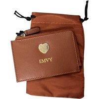 Love EMVY Women's Signature Heart Collection Leather Coin & Card Purse in Tan