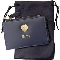 Love EMVY Women's Signature Heart Collection Leather Coin & Card Purse in Navy