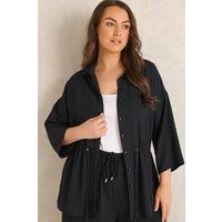 Evans Women's Collared Shacket in Black | Size: 26-28
