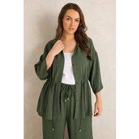 Evans Women's Collared Shacket in Dark Olive | Size: 26-28