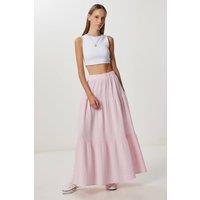 Happiness Istanbul Women's High Waist A-Line Maxi Skirt in Dusty Pink | Size: Medium