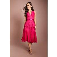 Coast Women's Peplum Detail Lace Dress in Pink | Size: 12
