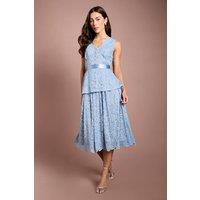 Coast Women's Peplum Detail Lace Dress in Pale Blue | Size: 10