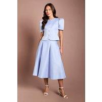 Coast Women's Short Sleeve Button Through Fitted Jacket in Cornflower Blue | Size: 12