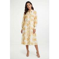 Wallis Women's Petite Floral Drawstring Shirt Dress in Ivory | Size: 14