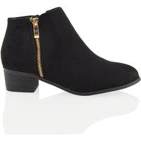 XY London Women's 'Alberto' Low Heel Zip Up Ankle Boots in Jet Black | Size: 4