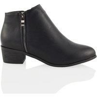 XY London Women's 'Alberto' Low Heel Zip Up Ankle Boots in Black | Size: 8