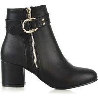 XY London Women's 'Lakesha' Mid Block Heel Ankle Boots in Black | Size: 4