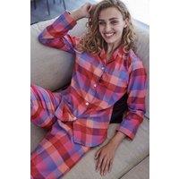British Boxers Women's "Coral Shire" Square Brushed Cotton Pyjama Set in Coral | Size: Small