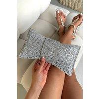 Love Lemonade Women's Crystal Luxe Bow Clutch Bag in Silver