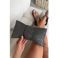 Love Lemonade Women's Crystal Luxe Bow Clutch Bag in Black