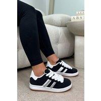 Love Lemonade Women's Crystal Luxe Stripe Chunky Trainers Limited Edition in Black | Size: 6