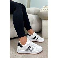 Love Lemonade Women's Crystal Luxe Stripe Chunky Trainers Limited Edition in White | Size: 6