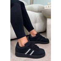 Love Lemonade Women's Crystal Luxe Stripe Chunky Trainers Limited Edition in Jet Black | Size: 6