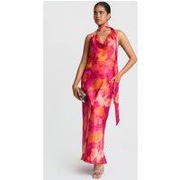 Needs No Label Women's Marble Scarf Neck Maxi Dress in Pink | Size: 14
