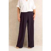 Evans Women's Textured Pleated Trousers in Plum | Size: 20
