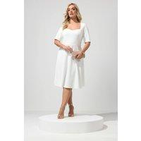 Yours Women's Panel Skater Dress in White | Size: 20