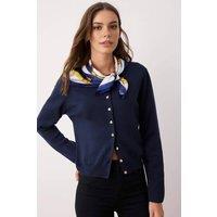 WOVCOR Women's Soft Textured Knit Cardigan With Button Detail in Navy | Size: Small