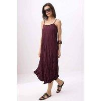 WOVCOR Women's Strappy Crinkle Textured Midi Swing Dress in Plum | Size: Medium