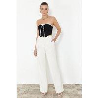 WOVCOR Women's Straplez Tie Detail Crop Fitted Blouse in Black | Size: 6