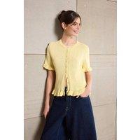WOVCOR Women's Flower Button Detail Crew Neck Knit Blouse in Yellow | Size: Medium