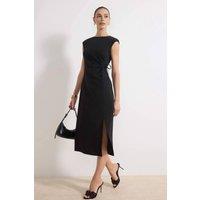 WOVCOR Women's Tie Detail Sleeveless Midi Dress in Black | Size: 14