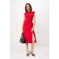 WOVCOR Women's Tie Detail Sleeveless Midi Dress in Red | Size: 12