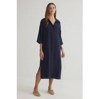 WOVCOR Women's Modal Relaxed Fit Midi Shirt Dress in Navy | Size: 8