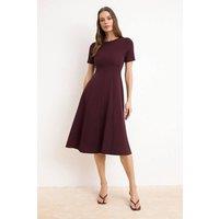 WOVCOR Women's Round Neck Short Sleeve Fit & Flare Midi Dress in Burgundy | Size: 6