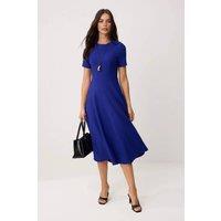 WOVCOR Women's Round Neck Short Sleeve Fit & Flare Midi Dress in Cobalt | Size: 8