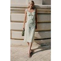 WOVCOR Women's Floral Print A-Line Frill Detail Midi Dress | Size: 6