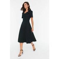 WOVCOR Women's Button Detail Skater Fit & Flare Midi Woven Dress in Black | Size: 6