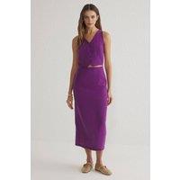 WOVCOR Women's A-Line V-Neck Sleeveless Cut Out Midi Dress in Purple | Size: 12