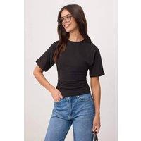 WOVCOR Women's Wardrobe Essentials Fitted Short Sleeve Stretch Knit T-Shirt in Black | Size: Small