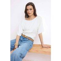 WOVCOR Women's Asymmetric Neck Regular Fit Soft Touch Knit Blouse in White | Size: Small