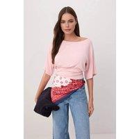 WOVCOR Women's Asymmetric Neck Regular Fit Soft Touch Knit Blouse in Pink | Size: XS
