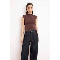 WOVCOR Women's Boat Neck Sleeveless Knit Sandy Party Blouse in Brown | Size: 8