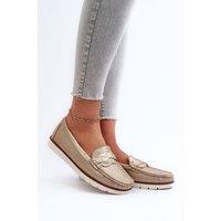Love Lace Women's Moccasin Slip On with Interlacing Straps & Rubber Sole in Gold | Size: 6.5