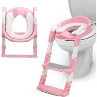 Crystals Kids Potty Training Toilet Seat with Step Ladder for Toddlers in Pink