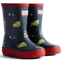 Hunter Boy's Kids First Construction Print Wellington Boot in Navy | Size: Infant 5